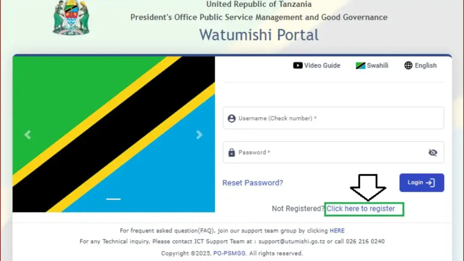ESS Utumishi registration