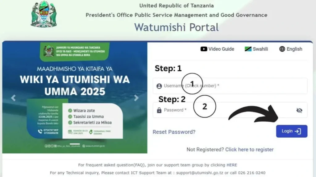 How to Log In to the ESS Utumishi Portal